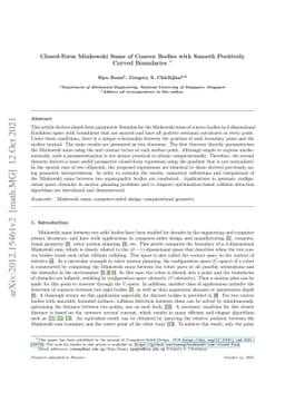 Closed-Form Minkowski Sums of Convex Bodies with Smooth Positively
  Curved Boundaries