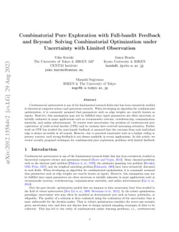 Combinatorial Pure Exploration with Full-bandit Feedback and Beyond:
  Solving Combinatorial Optimization under Uncertainty with Limited Observation