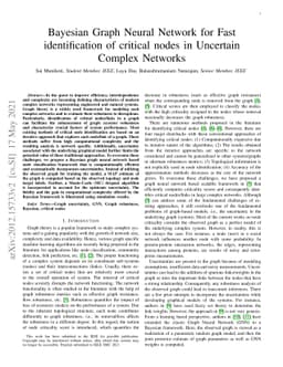 Bayesian Graph Neural Network for Fast identification of critical nodes
  in Uncertain Complex Networks