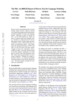 The Pile: An 800GB Dataset of Diverse Text for Language Modeling