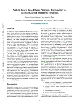Particle Swarm Based Hyper-Parameter Optimization for Machine Learned
  Interatomic Potentials