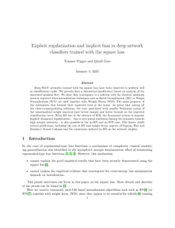 Explicit regularization and implicit bias in deep network classifiers
  trained with the square loss