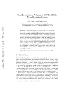 Transformer based Automatic COVID-19 Fake News Detection System