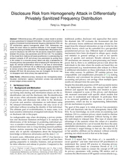 Disclosure Risk from Homogeneity Attack in Differentially Private
  Frequency Distribution