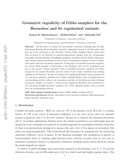 Geometric ergodicity of Gibbs samplers for the Horseshoe and its
  regularized variants