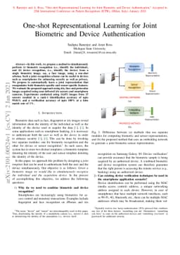One-shot Representational Learning for Joint Biometric and Device
  Authentication