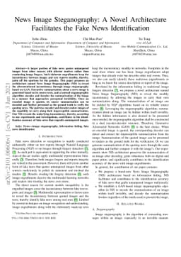 News Image Steganography: A Novel Architecture Facilitates the Fake News
  Identification