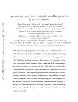 Low rattling: A predictive principle for self-organization in active
  collectives