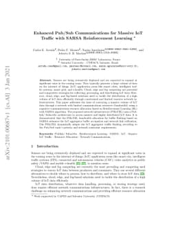 Enhanced Pub/Sub Communications for Massive IoT Traffic with SARSA
  Reinforcement Learning