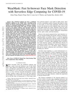 WearMask: Fast In-browser Face Mask Detection with Serverless Edge
  Computing for COVID-19