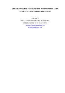 A Framework for Fast Scalable BNN Inference using Googlenet and Transfer
  Learning