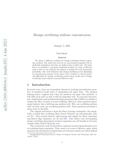Benign overfitting without concentration