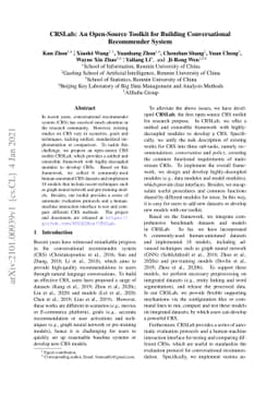 CRSLab: An Open-Source Toolkit for Building Conversational Recommender
  System