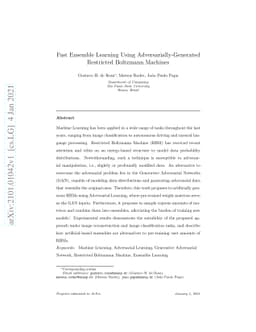 Fast Ensemble Learning Using Adversarially-Generated Restricted
  Boltzmann Machines