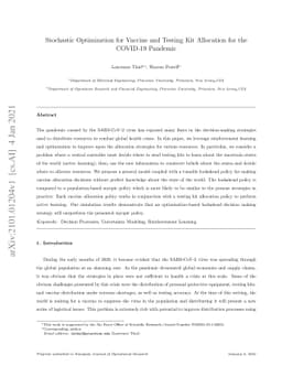 Stochastic Optimization for Vaccine and Testing Kit Allocation for the
  COVID-19 Pandemic