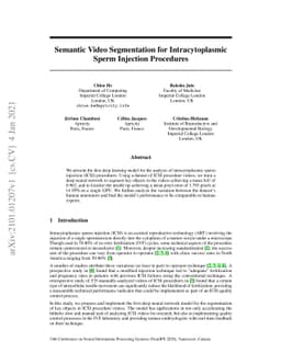 Semantic Video Segmentation for Intracytoplasmic Sperm Injection
  Procedures
