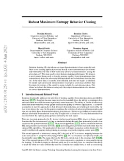Robust Maximum Entropy Behavior Cloning