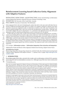 Reinforcement Learning based Collective Entity Alignment with Adaptive
  Features