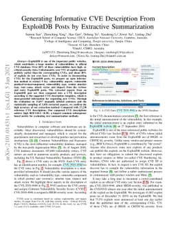 Generating Informative CVE Description From ExploitDB Posts by
  Extractive Summarization