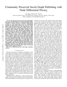 Community Preserved Social Graph Publishing with Node Differential
  Privacy