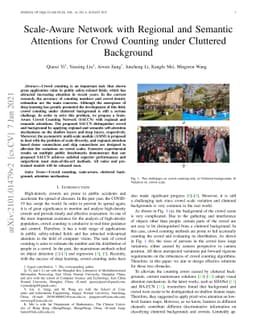 Scale-Aware Network with Regional and Semantic Attentions for Crowd
  Counting under Cluttered Background