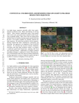 Contextual colorization and denoising for low-light ultra high
  resolution sequences
