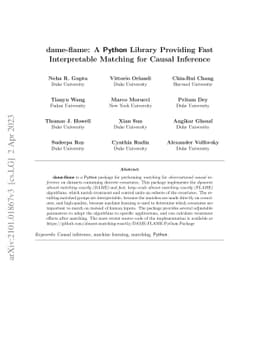 dame-flame: A Python Library Providing Fast Interpretable Matching for
  Causal Inference