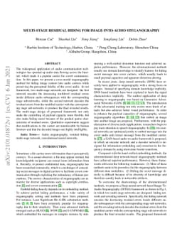 Multi-Stage Residual Hiding for Image-into-Audio Steganography