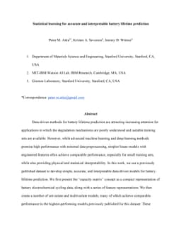 Statistical learning for accurate and interpretable battery lifetime
  prediction