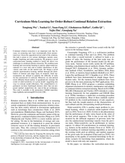 Curriculum-Meta Learning for Order-Robust Continual Relation Extraction