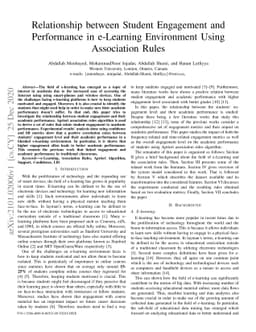 Relationship between Student Engagement and Performance in e-Learning
  Environment Using Association Rules