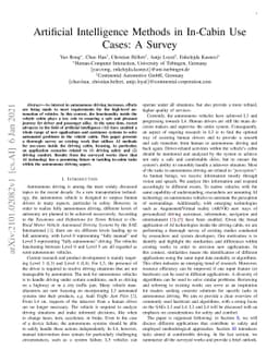 Artificial Intelligence Methods in In-Cabin Use Cases: A Survey