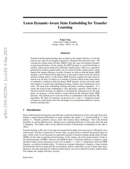 Learn Dynamic-Aware State Embedding for Transfer Learning