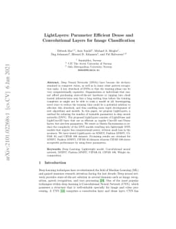 LightLayers: Parameter Efficient Dense and Convolutional Layers for
  Image Classification