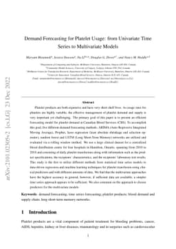 Demand Forecasting for Platelet Usage: from Univariate Time Series to
  Multivariate Models