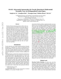 OAAE: Adversarial Autoencoders for Novelty Detection in Multi-modal
  Normality Case via Orthogonalized Latent Space
