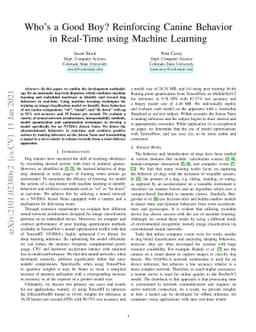 Who's a Good Boy? Reinforcing Canine Behavior in Real-Time using Machine
  Learning