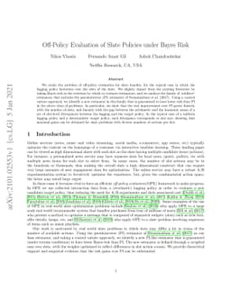 Off-Policy Evaluation of Slate Policies under Bayes Risk