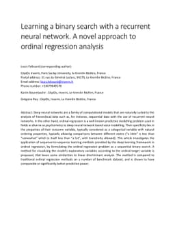 Learning a binary search with a recurrent neural network. A novel
  approach to ordinal regression analysis