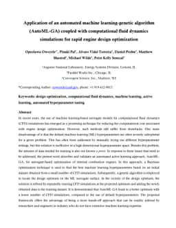 Application of an automated machine learning-genetic algorithm
  (AutoML-GA) coupled with computational fluid dynamics simulations for rapid
  engine design optimization