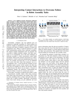 Interpreting Contact Interactions to Overcome Failure in Robot Assembly
  Tasks