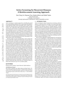 Active Screening for Recurrent Diseases: A Reinforcement Learning
  Approach
