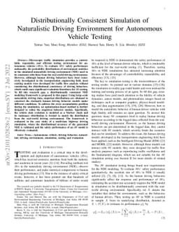 Distributionally Consistent Simulation of Naturalistic Driving
  Environment for Autonomous Vehicle Testing