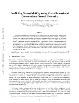 Predicting Semen Motility using three-dimensional Convolutional Neural
  Networks