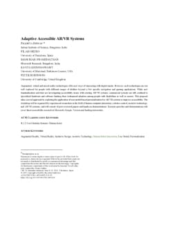 Adaptive Accessible AR/VR Systems