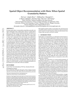 Spatial Object Recommendation with Hints: When Spatial Granularity
  Matters