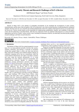 Security Threats and Research Challenges of IoT-A Review