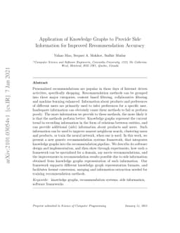Application of Knowledge Graphs to Provide Side Information for Improved
  Recommendation Accuracy