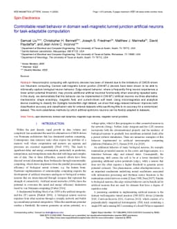 Controllable reset behavior in domain wall-magnetic tunnel junction
  artificial neurons for task-adaptable computation