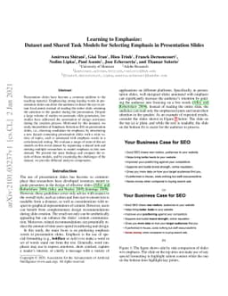 Learning to Emphasize: Dataset and Shared Task Models for Selecting
  Emphasis in Presentation Slides